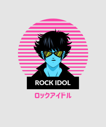 Retro T-Shirt Design Template Featuring a Rock and Roll Character