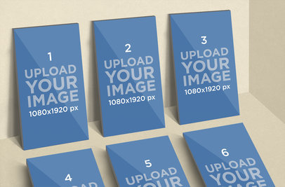 iOS Mockup Featuring Several Screens Renders Aligned over a Plain Background 1067-el