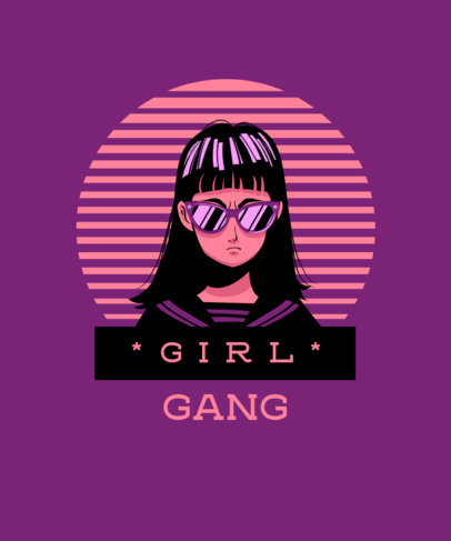 Retro T-Shirt Design Maker Featuring a Girl Character Clipart