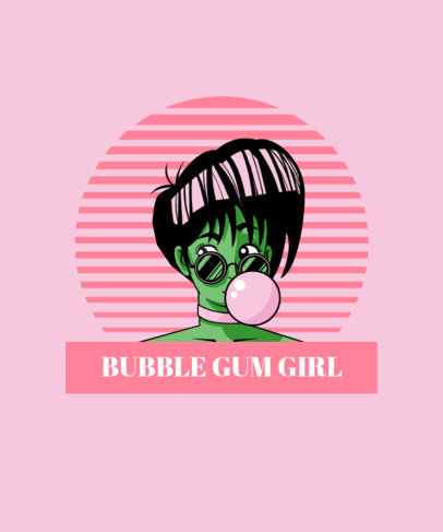 Retro-Style T-Shirt Design Maker with a Bubble Gum Girl 1975g