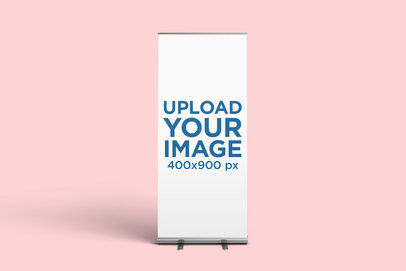 Minimal Mockup Featuring a Roll-Up Banner Standing Against a Plain Background 913-el