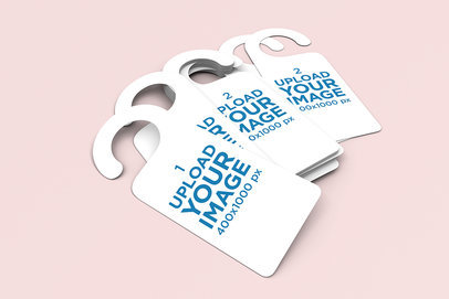 Mockup of a Bunch of Door Hangers in a Solid Background
