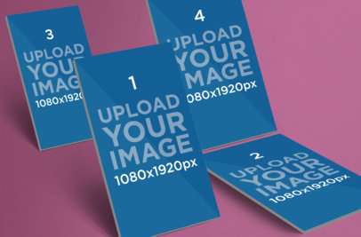  Mockup Featuring Four iOS Screens Against a Customizable Background 