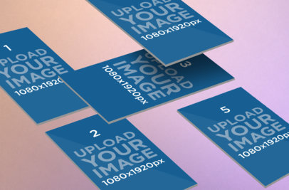 Mockup of Five iOS Screens in Portrait Position Floating on a Minimalistic Surface 1064-el