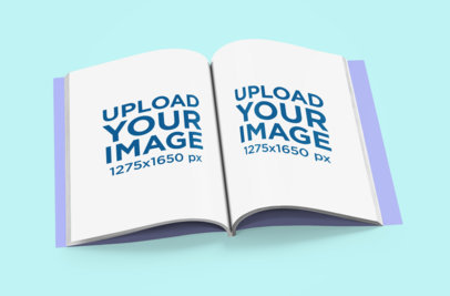 Mockup of an Open Magazine Lying on a Colored Surface 