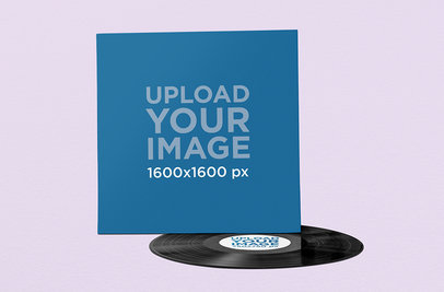 Vinyl Record Mockup Placed Against a Plain Backdrop 1041-el
