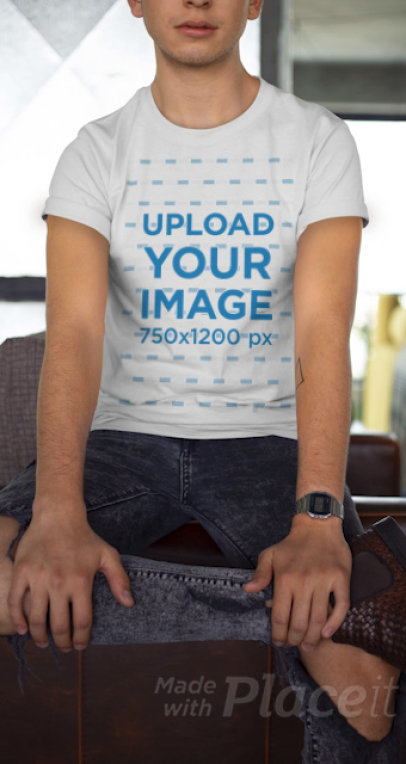 Cropped Face Stop Motion Video of a Man with a Customizable T-Shirt 