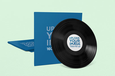 Vinyl Album Mockup Featuring a Customizable Background 