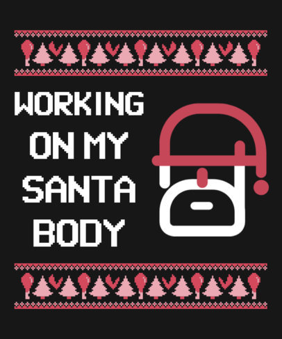 Ugly Xmas Sweater Design Template Featuring a Santa Clipart