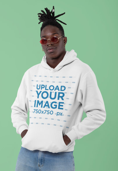 Pullover Hoodie Mockup of a Fashionable Man in a Studio