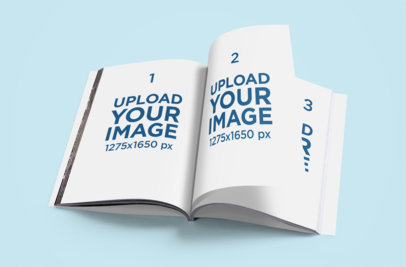 Open Magazine Mockup Featuring a Colored Background