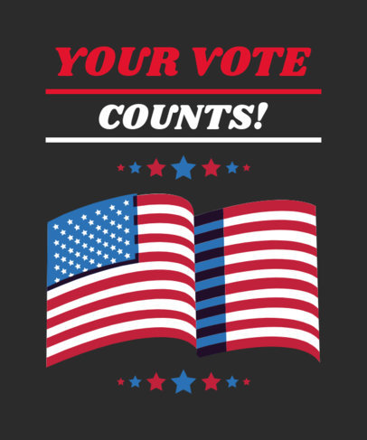Political T-Shirt Design Template Featuring an American Flag Waving 