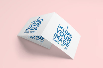 Mockup of a Trifold Brochure over a Solid Surface