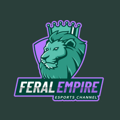 Gaming Logo Template Featuring a Lion with a Crown 