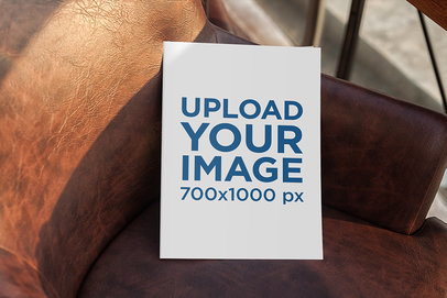 Mockup of a Magazine Placed on a Leather Chair 1142-el