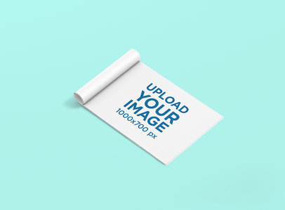 Mockup of an Open Horizontal Magazine Lying on a Minimalistic Setting 