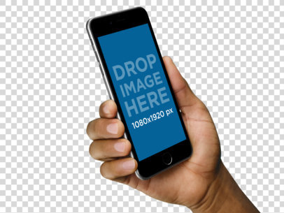 Mockup of an iPhone 6 Plus Held by a Man