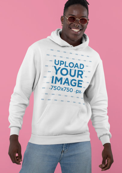 Pullover Hoodie Featuring a Stylish Man in a Studio