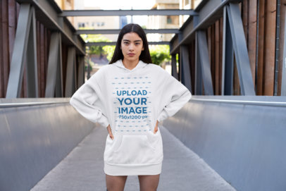 Hoodie Dress Mockup Featuring a Woman Posing