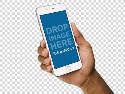 Mockup of an iPhone 6 Plus Being Held by a Man