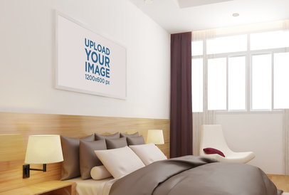 Mockup of a Decorative Art Print Hanged in a Bedroom