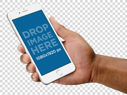 Black Man Holding an iPhone 6 Plus Over a Solid Backdrop a11071