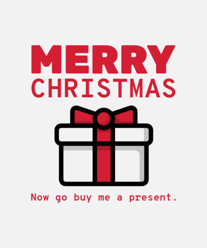 Cool Christmas T-Shirt Design Template Featuring a Present Clipart 