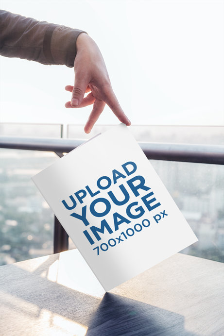 Magazine Mockup Featuring a City Balcony 