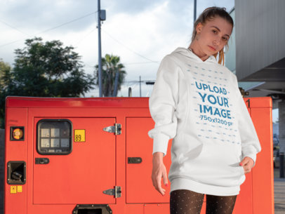 Hoodie Dress Mockup Featuring a Woman with an Urban Style 30571