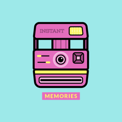 Phone Grip Design Template with a Retro Instant Camera Graphic 676f-103-el