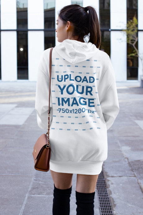 Back View Mockup of a Woman Wearing a Hoodie Dress