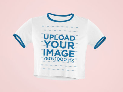 Ghosted Mockup of a Crop Top Ringer T-Shirt