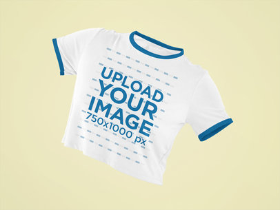 Ghosted Mockup of a Crop Top Ringer Tee 