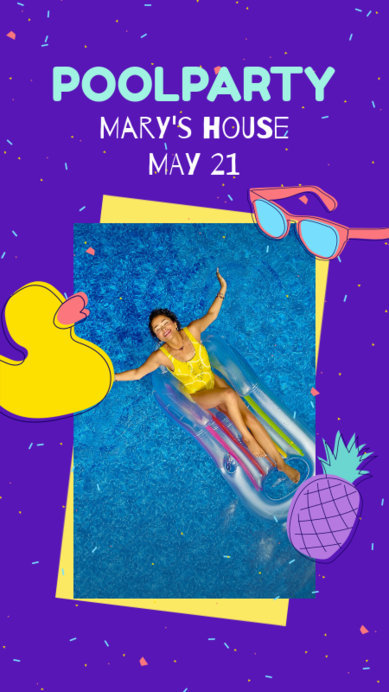 Instagram Story Maker for a Pool Party Invitation