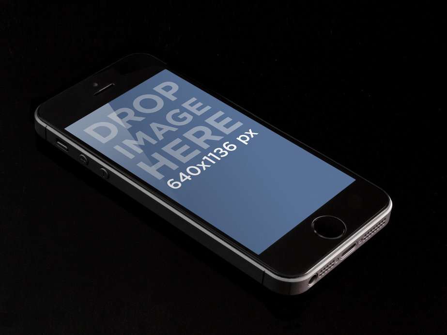 Mockup of an iPhone Placed Over a Black Table
