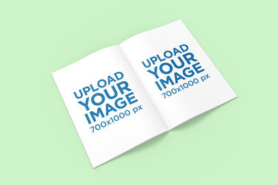 Open A4 Magazine Mockup Featuring a Colored Backdrop