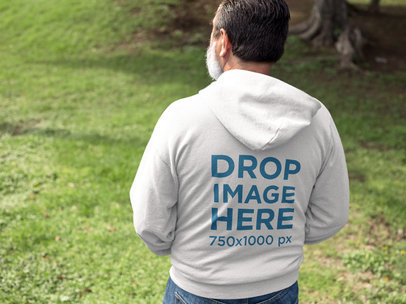 Back of a Senior Man Wearing a Hoodie Mockup Outdoors