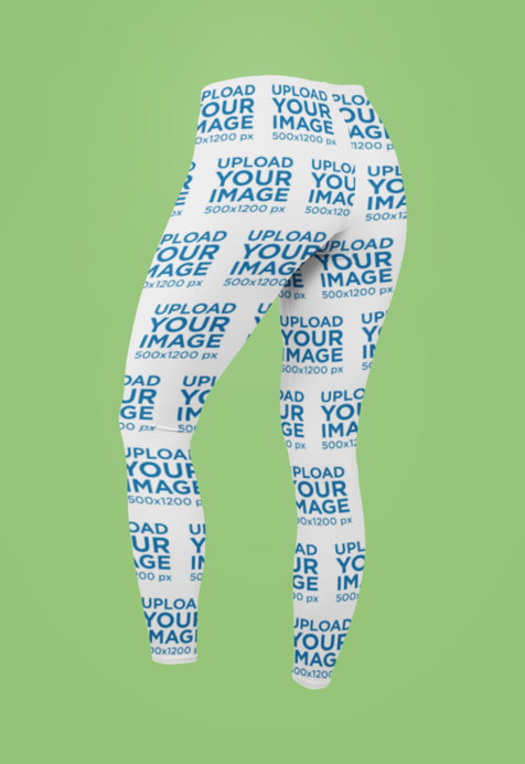 Ghosted Mockup of Sublimated Leggings Viewed from the Back