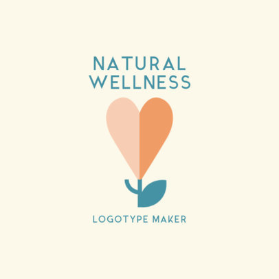 Logo Template for a Wellness Center Featuring a Heart-Shaped Flower Graphic