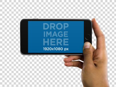  iPhone 6 Plus in Hand Over a Transparent Background Mockup