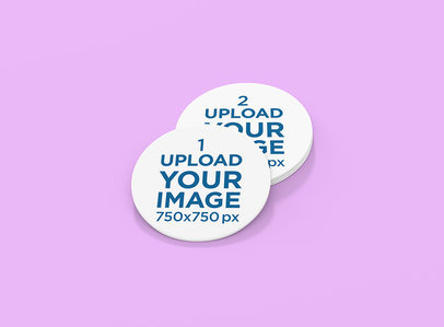 Mockup of Two Round Coasters Placed in a Minimalistic Setting