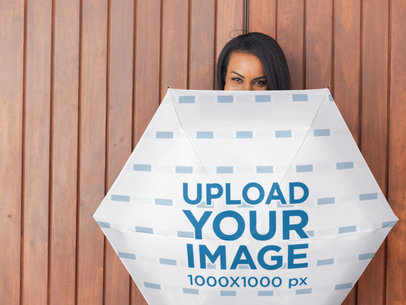 Umbrella Mockup of a Woman Hiding Her Face