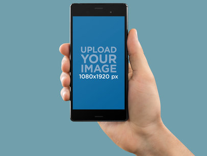 Sony Xperia Z5 Mockup in Vertical Position Over a Flat Background