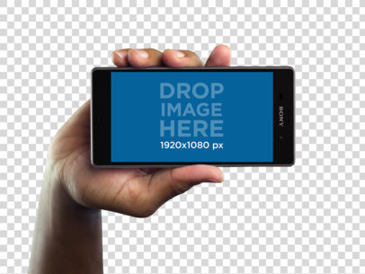 Sony Xperia Z5 in Landscape Position Held by a Black Man a11019