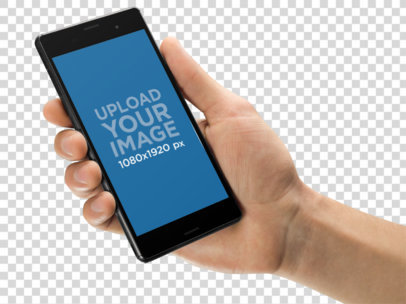 Sony Xperia Z5 in Hand Over a Transparent Background a10922