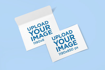 Mockup of a Horizontal Postcard and an Envelope