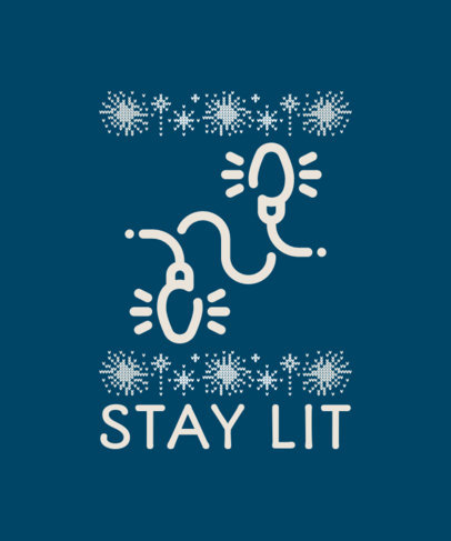 T-Shirt Design Template with Christmas Lights Clipart