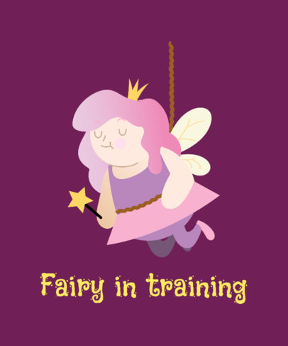 Funny T-Shirt Design Template Featuring a Magical Fairy Illustration 2008g