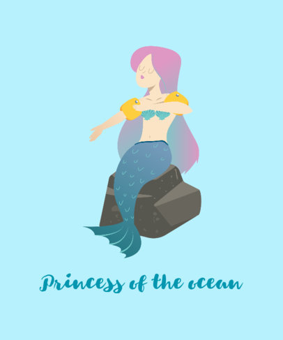 T-Shirt Design Template Featuring a Mermaid Graphic