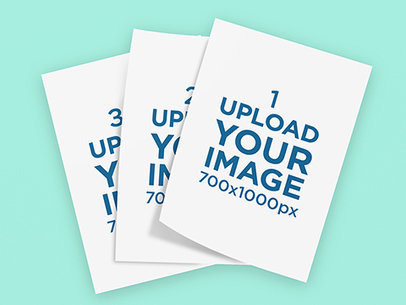 Mockup of Three Overlapped Flyers in a Minimalistic Setting